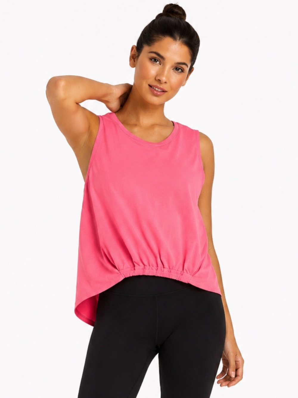 JoyLab Women’s Large Hot Pink High-Low Cinched Hem Athletic Tank Top